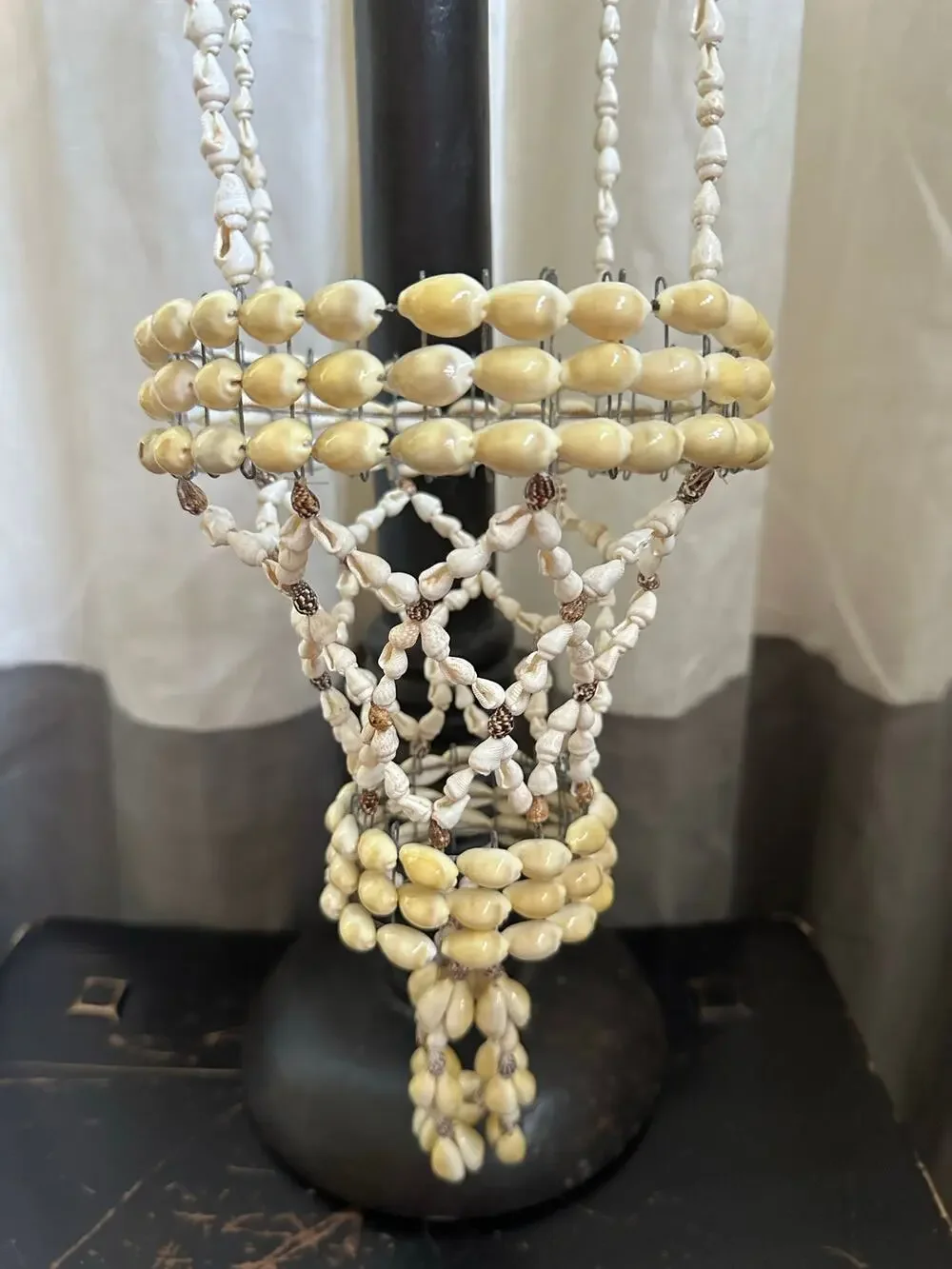 Vintage Sea Shell Hanging Macrame Plant candle Holder Boho decor beach nautical